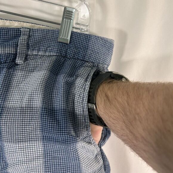 Tommy Bahama Chino Shorts Men's 35 Blue Plaid Button Zip 9.5" Inseam 100% Cotton - Picture 4 of 9
